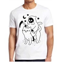 death rides on cat grim reaper halloween funny hilarious witty funny meme gift tee cult movie t shirt 681