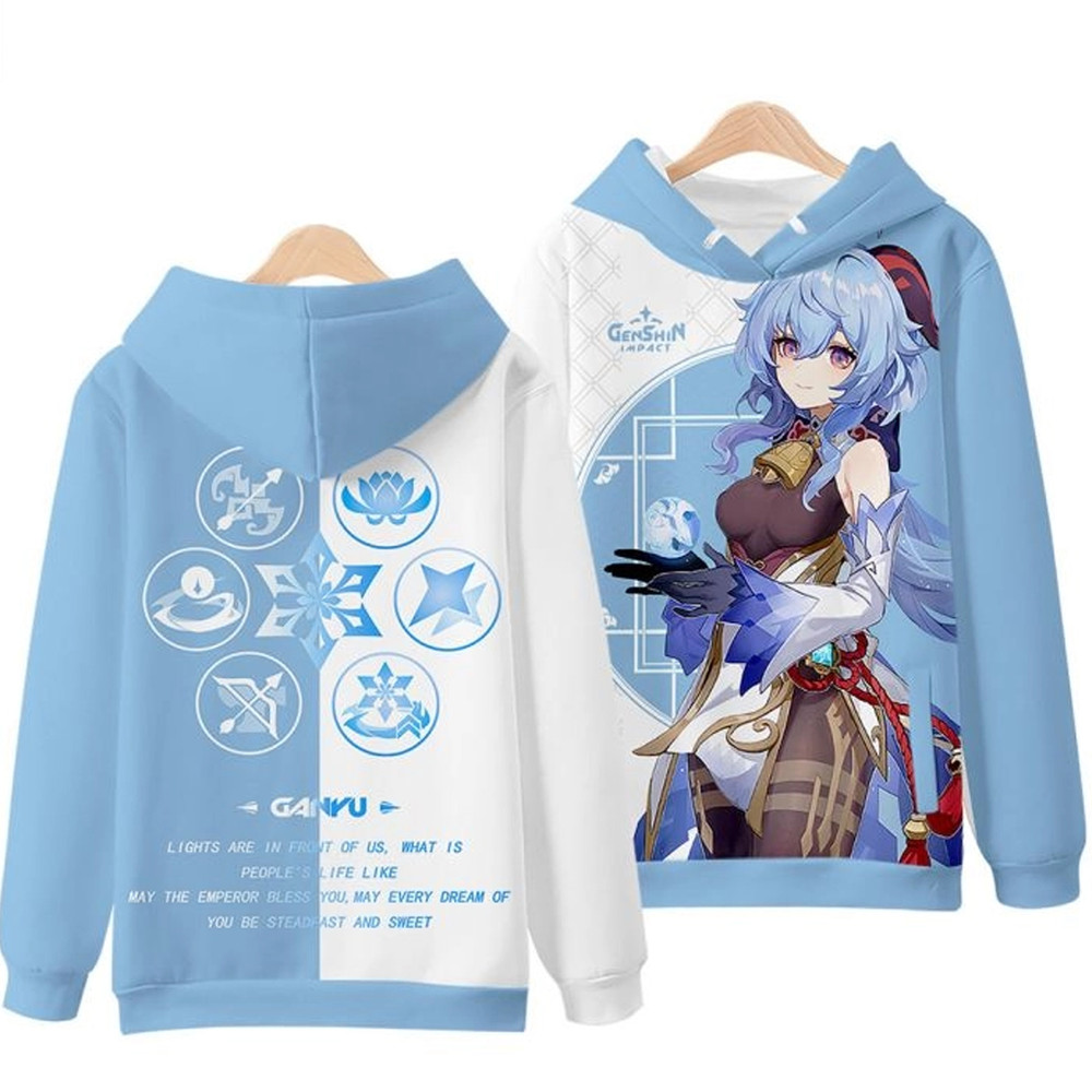 Ganyu Genshin Impact All Over Print 3D Hoodie Zip Hoodie, Ganyu Genshin Impact Hoodie 3D Zip Hoodie Fleece Hoodie