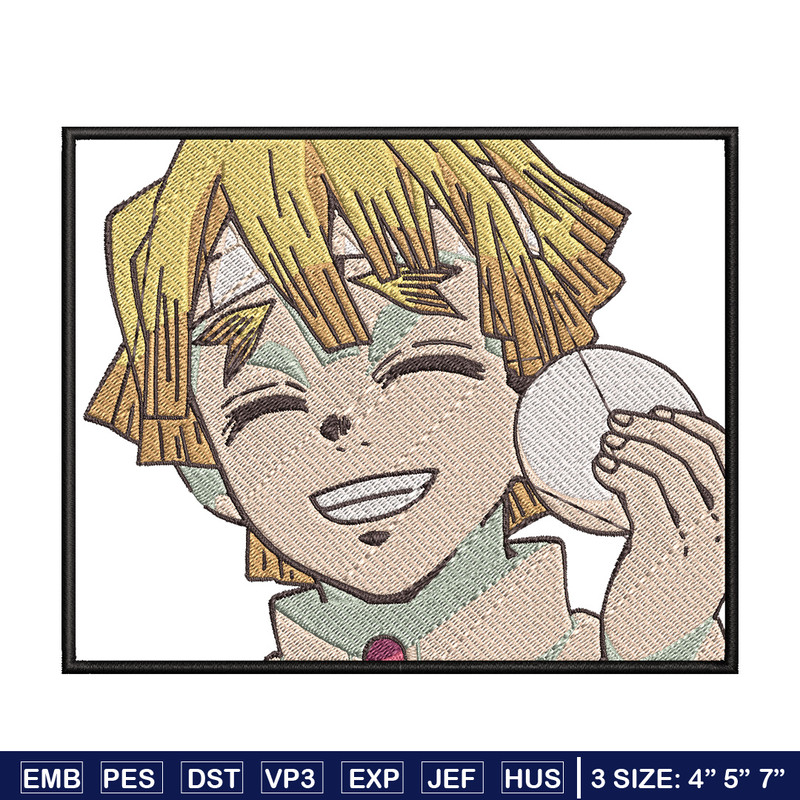 Zenitsu smile embroidery design, Zenitsu embroidery, Anime design, Embroidery shirt, Embroidery file, Digital download.jpg