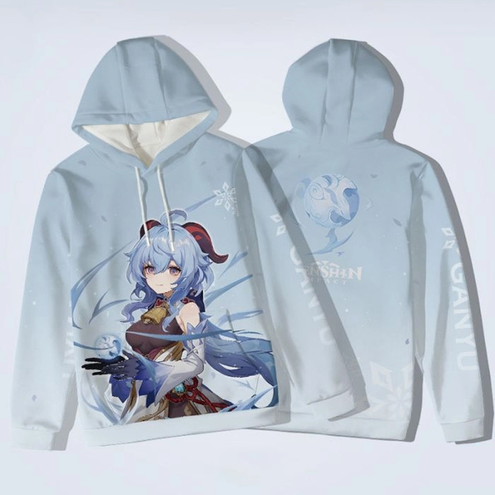 Ganyu Genshin Impact All Over Print 3D Hoodie Zip Hoodie, Ganyu Genshin Impact Hoodie 3D Zip Hoodie Fleece Hoodie