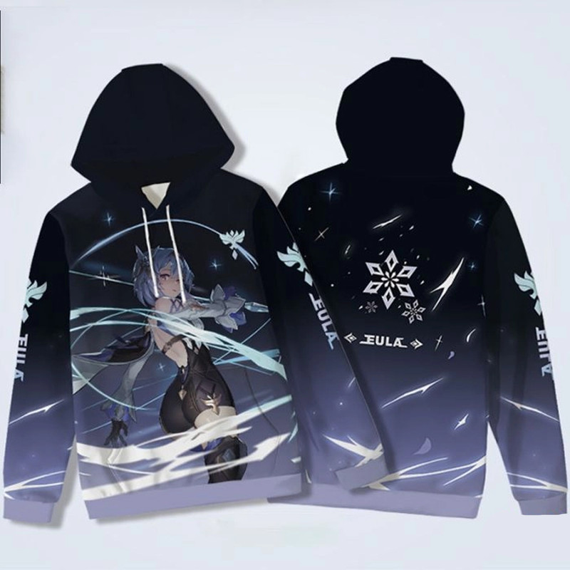 Eula Genshin Impact All Over Print 3D Hoodie Zip Hoodie, Eula Genshin Impact Hoodie 3D Zip Hoodie Fleece Hoodie
