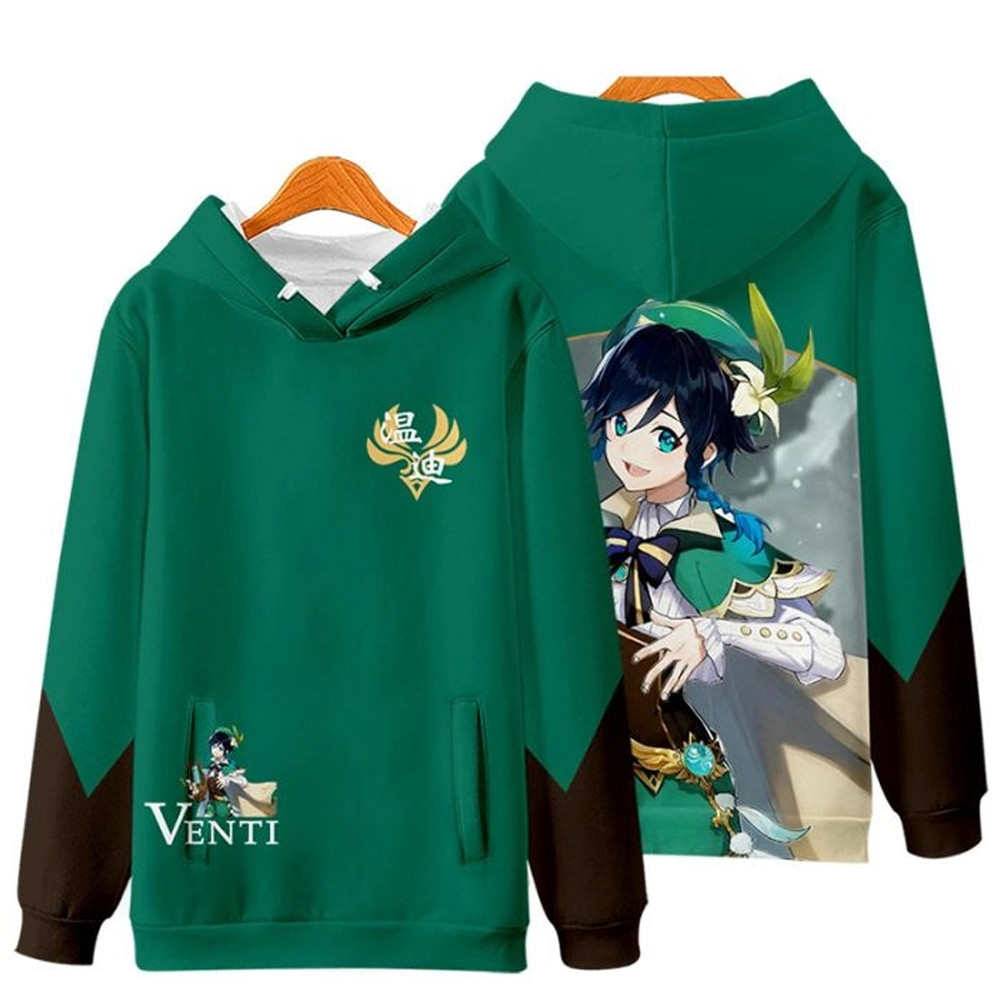 Venti Genshin Impact All Over Print 3D Hoodie Zip Hoodie, Venti Genshin Impact Hoodie 3D Zip Hoodie Fleece Hoodie