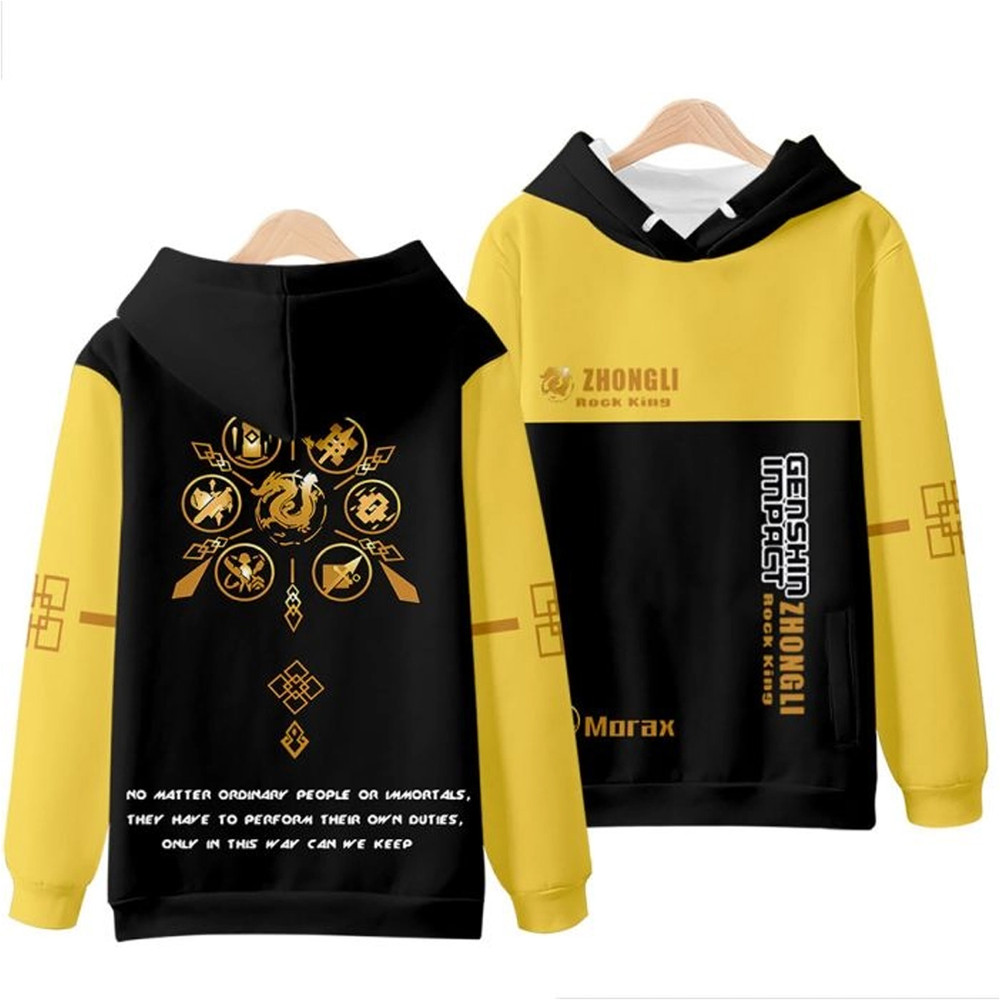 Zhongli Genshin Impact All Over Print 3D Hoodie Zip Hoodie, Zhongli Genshin Impact Hoodie 3D Zip Hoodie Fleece Hoodie