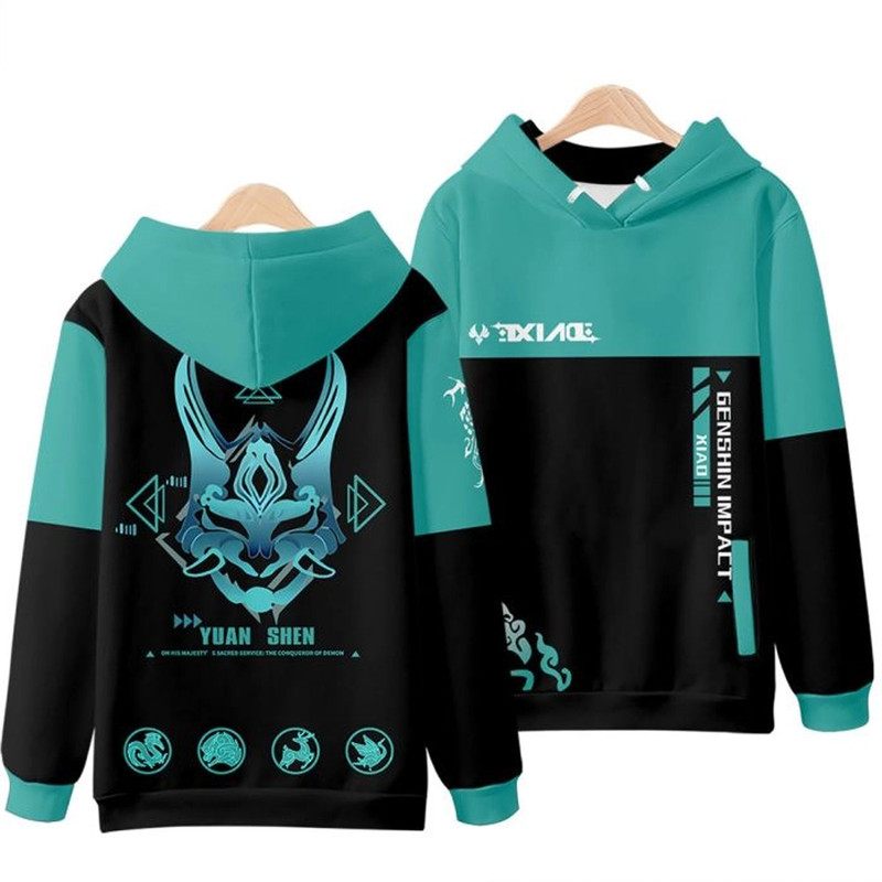 Xiao Genshin Impact All Over Print 3D Hoodie Zip Hoodie, Xiao Genshin Impact Hoodie 3D Zip Hoodie Fleece Hoodie