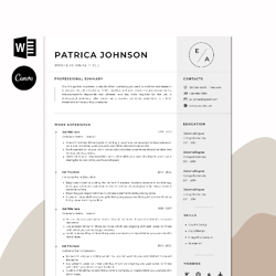 Modern Resume Template For Canva, Word, 5 Pages Resume Template, Cover Letter & References Template, Modern CV Template