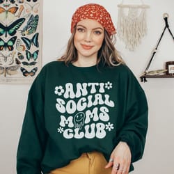 anti social moms club sweatshirt png, antisocial mom sweatshirt png, overstimulated moms club, cute retro sweatshirt png