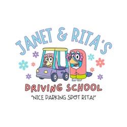 janet & ritas driving school bluey bingo the grannies png sublimation digital file