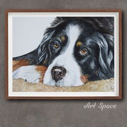 original watercolor painting **bernese mountain dog** puppy - animal - pet, beautiful gift, home decoration, for office