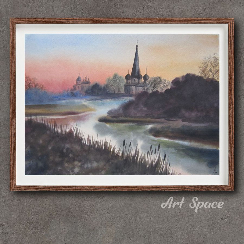 church - river - fog - watercolor - dark painting - landscape - nature - 11.jpg