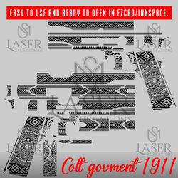 sm laser creations colt govment 1911 aztec design