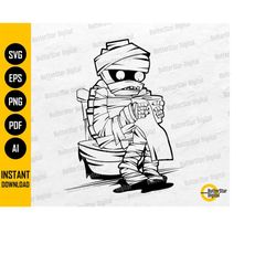 toilet paper mummy svg | rest room monster | cute funny halloween svg | cricut cutting file silhouette clipart vector di