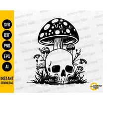 skull and mushrooms svg | mystical decal t-shirt vinyl stencil | cricut cut file silhouette clip art vector digital down