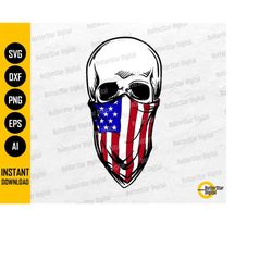 skull with usa flag bandana svg | american flag svg | patriotic svg | cricut cut file cameo printables clipart vector di