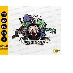 monster crew png | cute kids horror halloween party decoration t-shirt sticker sublimation | printable clipart vector di