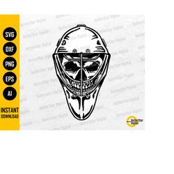 skull with goalie helmet svg | ice hockey svg | winter sports svg | cricut silhouette cameo printable clip art vector di