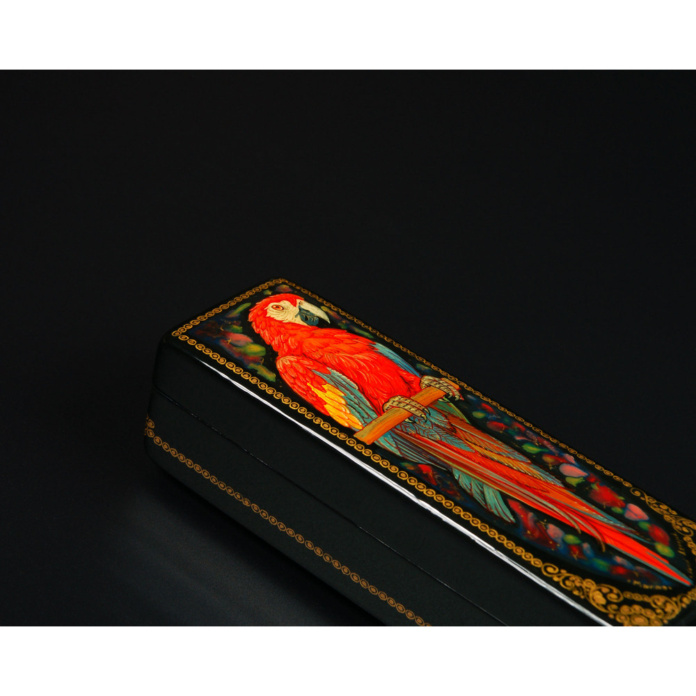 Hand-painted parrot box