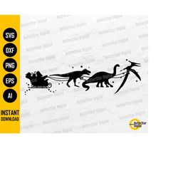 dinosaur sleigh ride svg | cute dino christmas svg | santa claus | boys kids shirt | cricut silhouette clipart vector di
