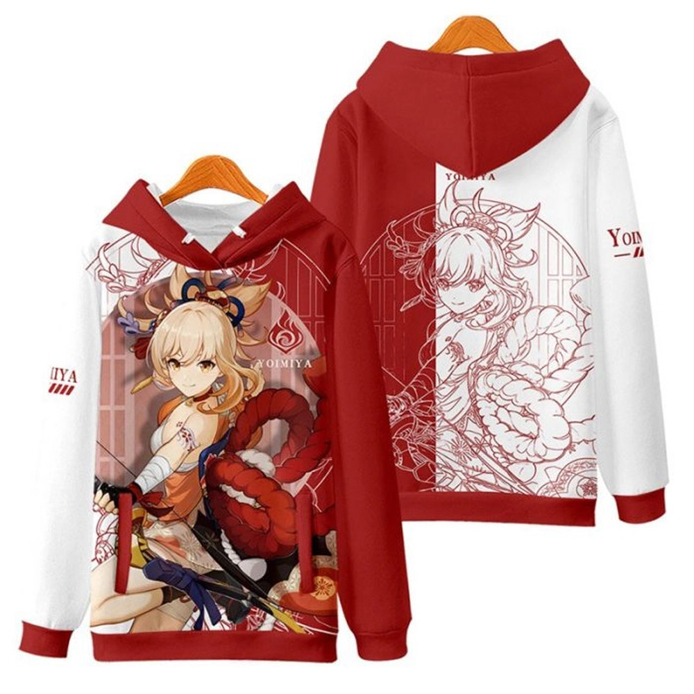 Yoimiya Genshin Impact All Over Print 3D Hoodie Zip Hoodie, Yoimiya Genshin Impact Hoodie 3D Zip Hoodie Fleece Hoodie