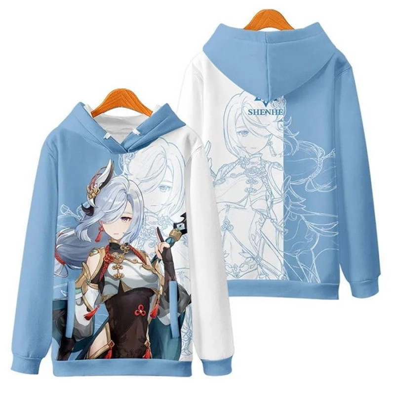Shenhe Genshin Impact All Over Print 3D Hoodie Zip Hoodie, Shenhe Genshin Impact Hoodie 3D Zip Hoodie Fleece Hoodie