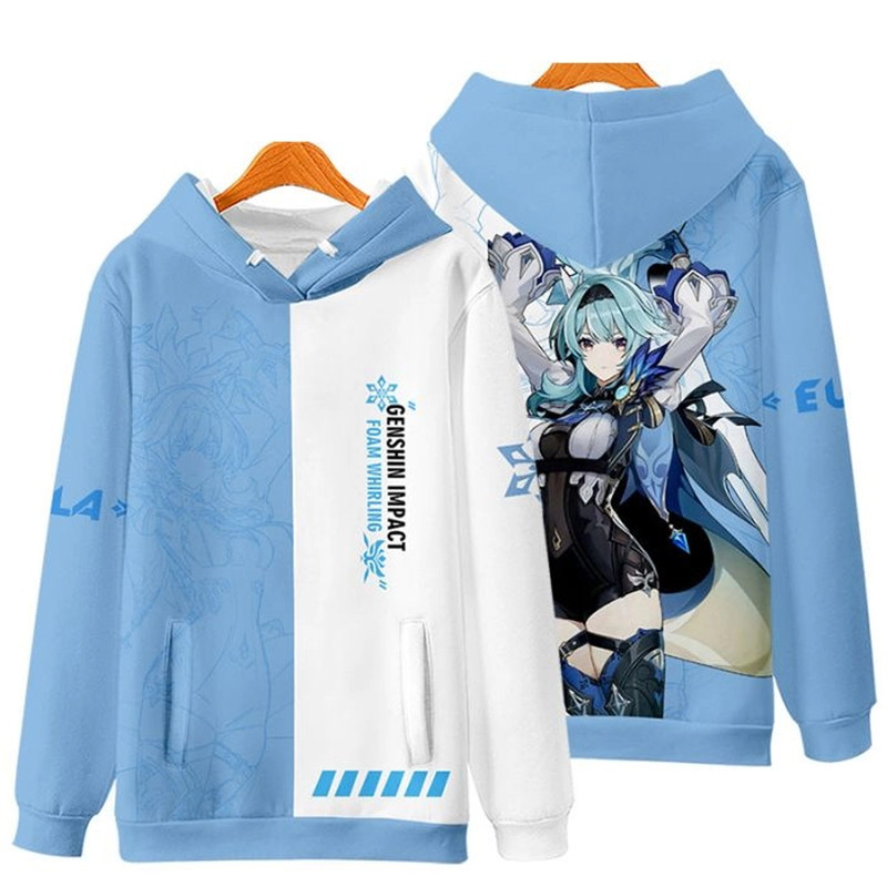 Eula Genshin Impact All Over Print 3D Hoodie Zip Hoodie, Eula Genshin Impact Hoodie 3D Zip Hoodie Fleece Hoodie