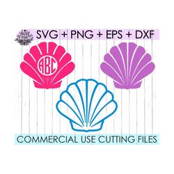mermaid shell monogram svg / mermaid svg / mermaid clam svg / summer svg / cutting files for silhouette and cricut, svg