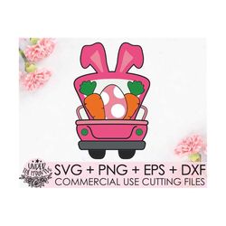 easter svg, easter truck svg, girl easter svg, bunny svg, eggs and carrot truck svg dxf png, vintage truck /clipart, cut