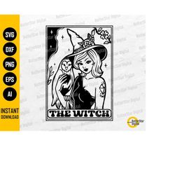 the witch tarot card svg | cute halloween svg | evil sorcery dark black magic curse potion | cut file clip art vector di