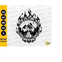 outdoor campfire svg | camp life svg | camping t-shirt graphics decals | cricut cutting files cuttable clipart vector di