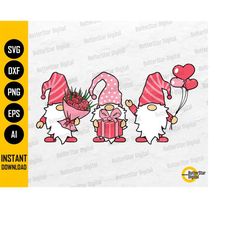 love gnomes svg | cute funny gnome with flowers gift heart balloons | cricut silhouette cut printable clipart vector dig