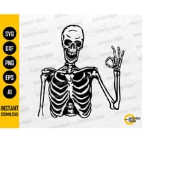 skeleton ok sign svg | okay hand gesture svg | funny halloween t-shirt decal | cricut cutting file cnc clipart vector di