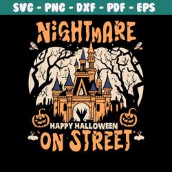 vintage disney castle halloween nightmare on street svg