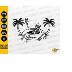 skeleton floating svg | beach svg | tropical svg | summer surf sun sand sea | cutting files printable clip art vector di