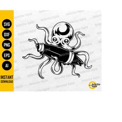 octopus with surfboard svg | surfing svg | surf island ocean sea waves water sport | cut file cuttable clipart vector di