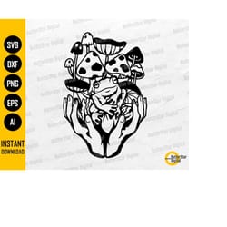 mushroom frog svg | cute psychedelic decal t-shirt vinyl stencil | cricut cut file silhouette clipart vector digital dow