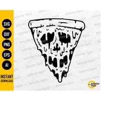 pizza slice skull svg | pizza svg | cheesy food pasta pizzeria italian italy | cutting file printables clipart vector di