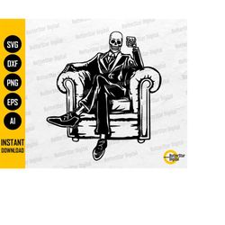 skeleton with glass of liquor svg | alcohol svg | party alcoholic drink bar pub drunk | cutting files clip art vector di