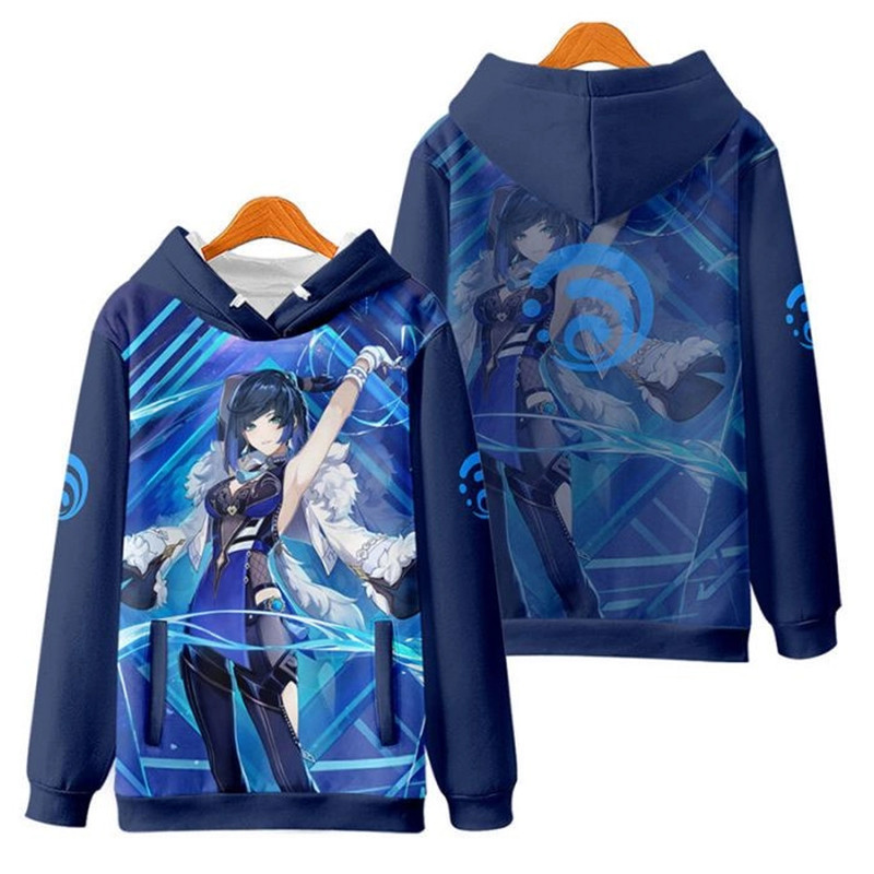 Yelan Genshin Impact All Over Print 3D Hoodie Zip Hoodie, Yelan Genshin Impact Hoodie 3D Zip Hoodie Fleece Hoodie