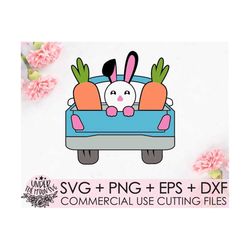 easter svg, easter truck svg, girl easter svg, bunny svg, rabbit and carrot truck svg dxf png, vintage truck /clipart, c