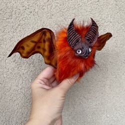 Bat Keen Eye fur bat, black bat, red eyes, furry doll, soft doll, fur doll,