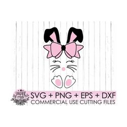 bunny svg, easter svg, cute bunny face svg, dxf, eps, girl bunny with bow, egg hunter /clipart, cut file, cricut, silhou