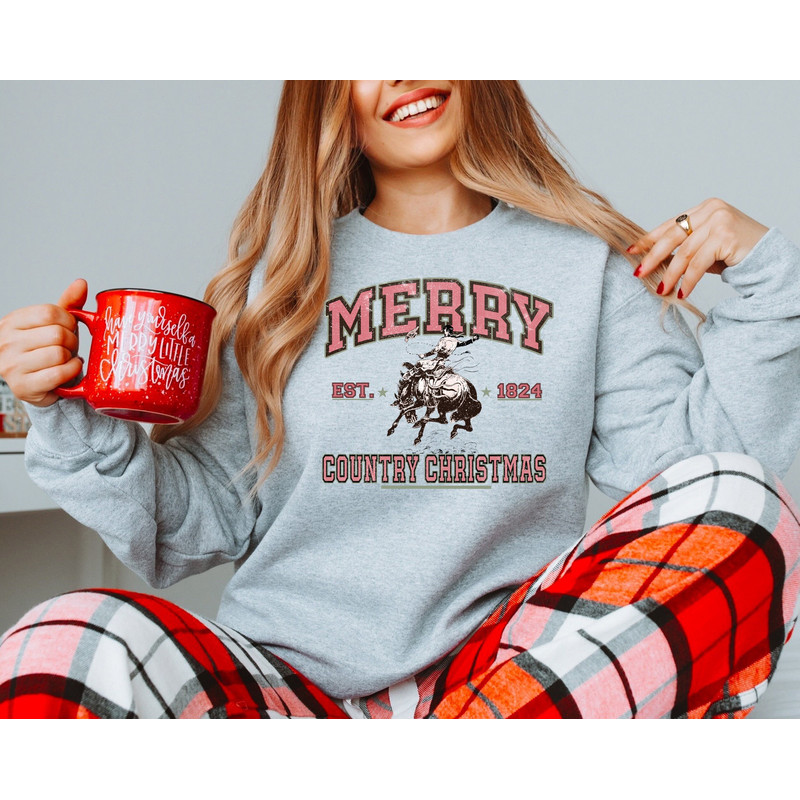 Christmas Sweatshirt, Merry Country Christmas Sweatshirt, Western Christmas Shirt, Christmas Gifts, Christmas Crewneck.jpg