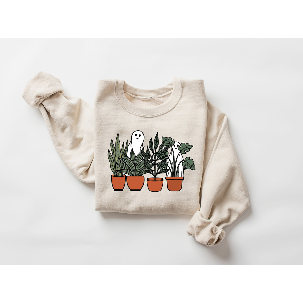 Ghost Plant Lady Sweatshirt, Ghost Plant Shirt, Halloween Plants and Ghosts Sweatshirt, Halloween Ghost Sweatshirt, Halloween Gifts.jpg