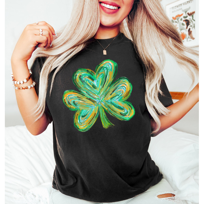 Cute St Patricks Four Leaf Clover Shirt,Watercolor St Patrick Tshirt, Retro St Patricks Day,Shamrock Sweatshirt,Gift For St Patricks.jpg