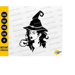 witch smoking joint svg | funny halloween svg | smoke cannabis svg | weed 420 blunt spliff | cut file clip art vector di