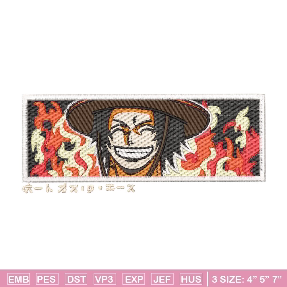 Ace rectangle embroidery design, One piece embroidery, Anime design, Embroidery shirt, Embroidery file, Digital download.jpg