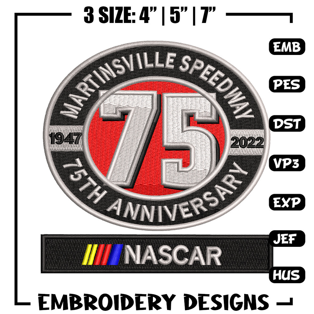 75th Anniversary embroidery design, 75th Anniversary embroidery, logo design, embroidery file, Digital download.jpg