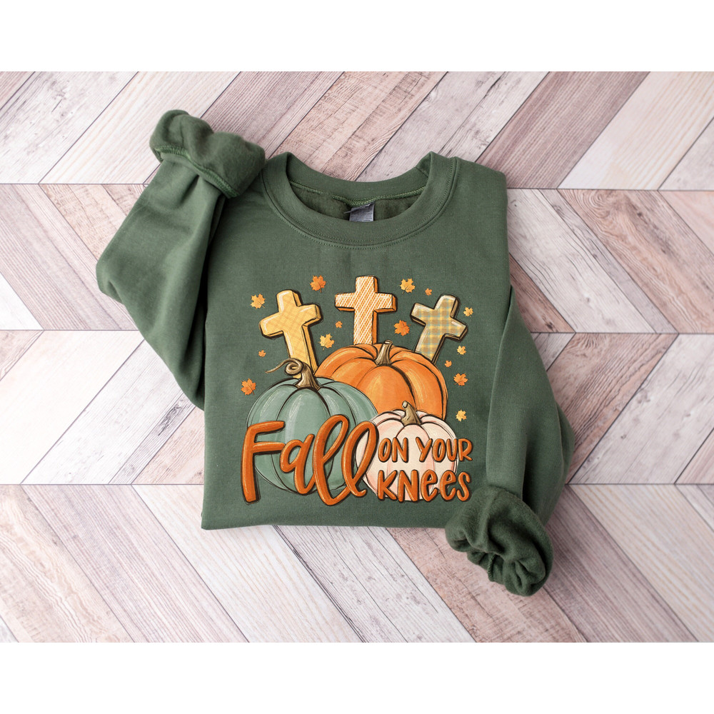 Fall on Your Knees Sweatshirt, Fall Jesus Shirt, Thanksgiving Christ Shirt, Retro Pumpkin Sweatshirt, Fall Gifts, Thanksgiving Sweater.jpg