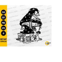 fairy mushroom house svg | gnome house svg | magical decal wall art sticker | cricut cut file cuttable clipart vector di