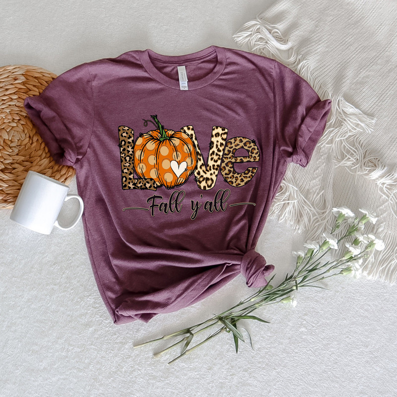 Love Fall Y'All Shirt,Leopard Print Fall Shirt,2022 Thanksgiving Shirt,Cheetah Pumpkin Shirt, Fall Vibes,Family Thanksgiving Vibes Shirt.jpg