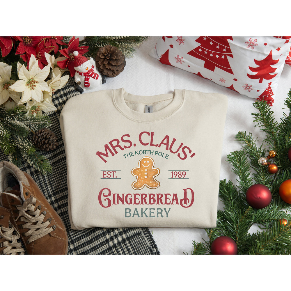 Mrs Claus Gingerbread Christmas Sweatshirt, Gingerbread Bakery Sweater, Christmas Cookies Sweatshirt, Christmas Gift, Christmas Crewneck.jpg
